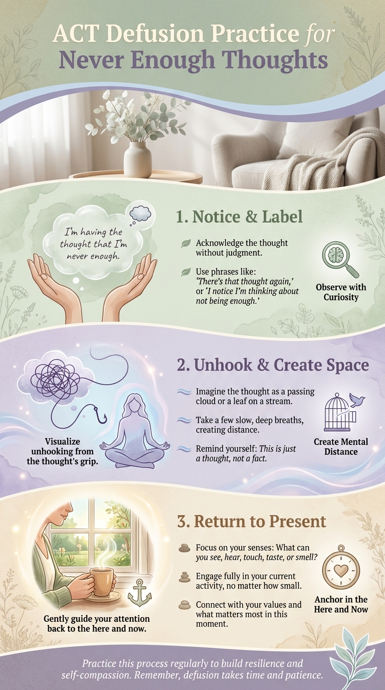 ACT Defusion Practice for 'Never Enough' Thoughts: 3 Steps