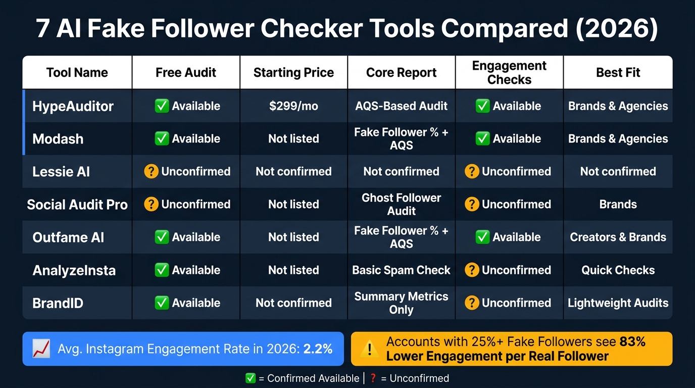 7 AI Fake Follower Checker Tools Compared (2026)