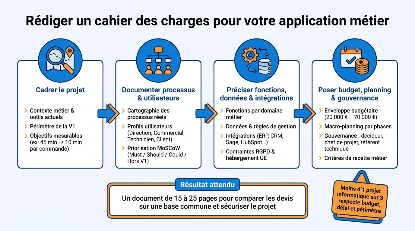 Comment rédiger un cahier des charges pour votre application métier : les 4 étapes clés