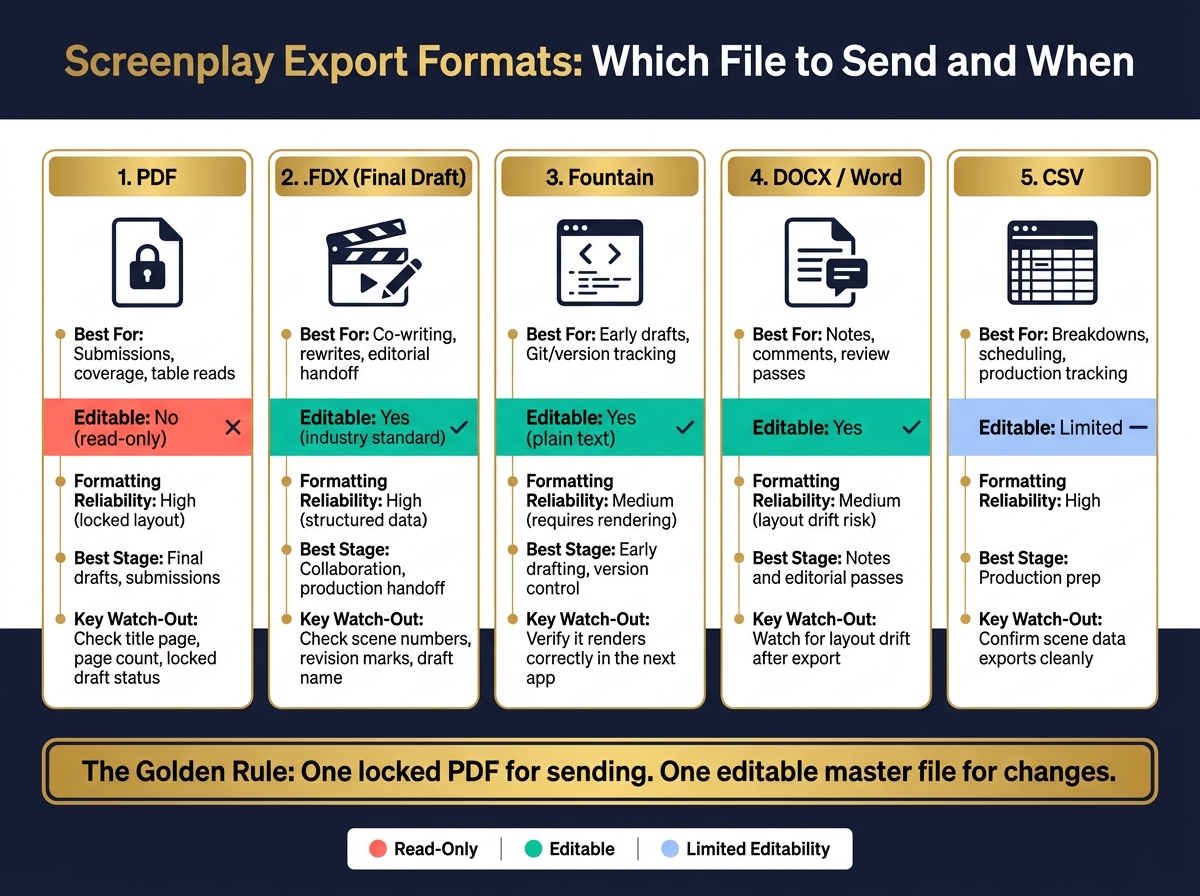 Screenplay Export Formats: Which File to Send and When
