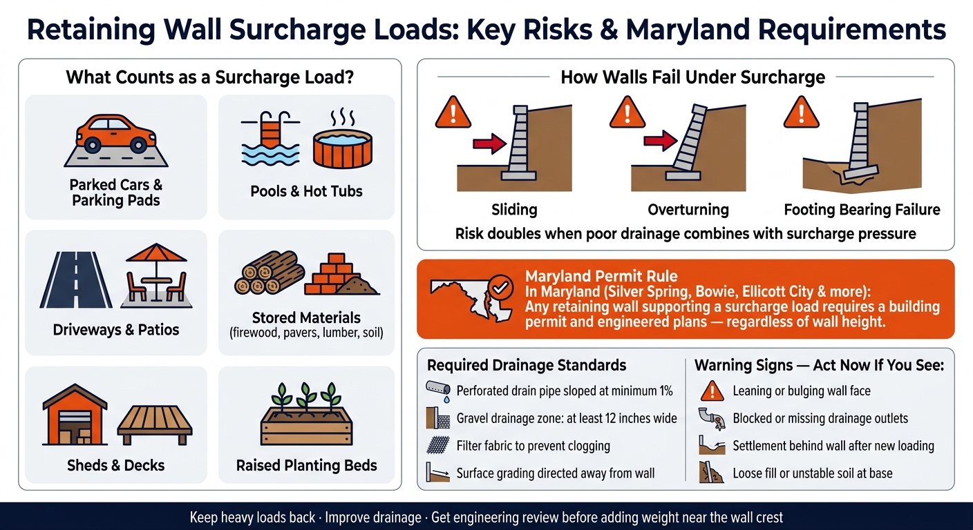 Retaining Wall Surcharge Loads: Key Risk Factors & Requirements in Maryland