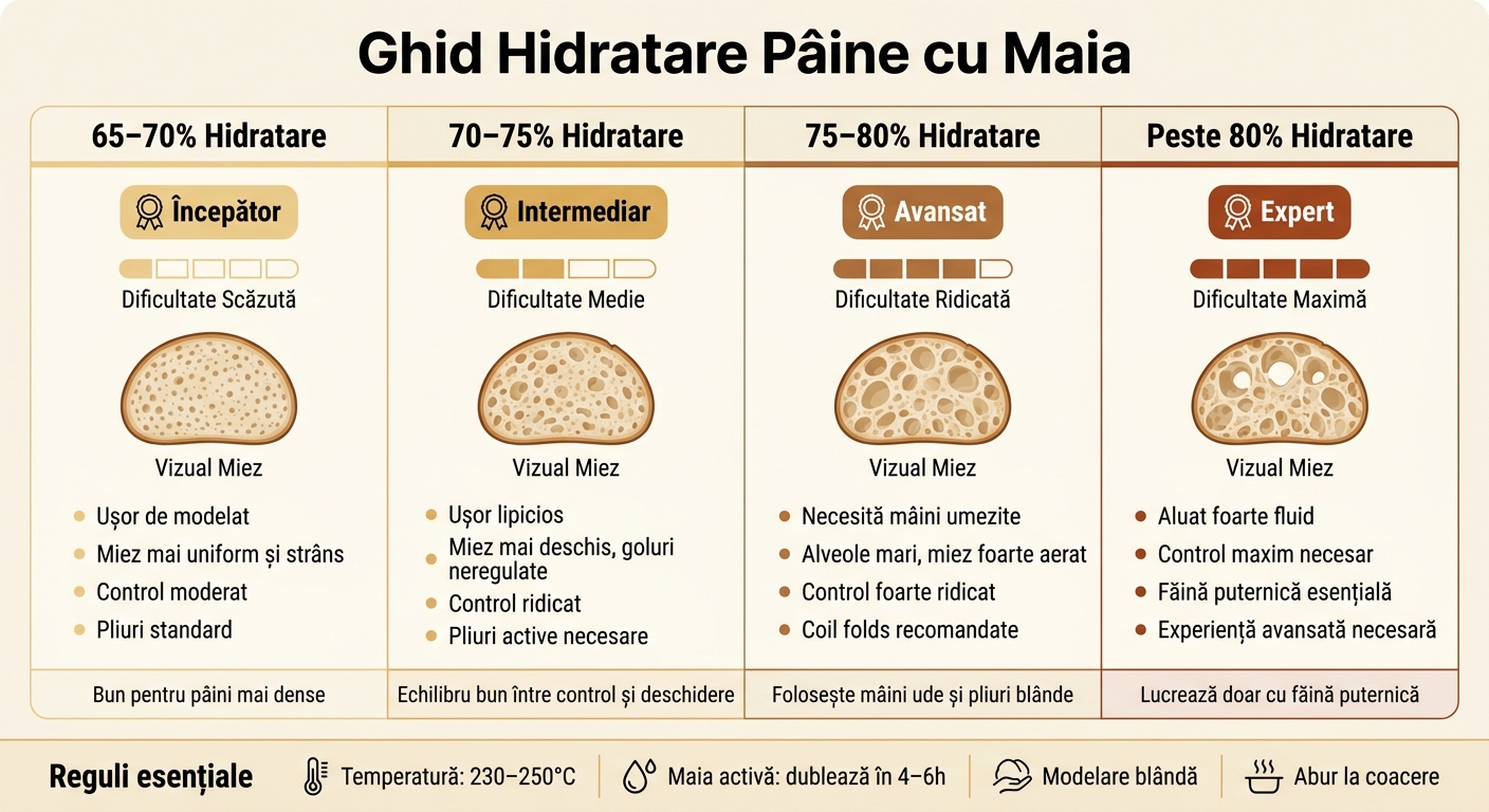 Ghid Hidratare Pâine cu Maia: De la 65% la 80%+