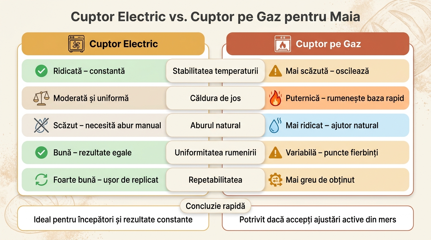 Cuptor Electric vs. Cuptor pe Gaz pentru Pâine cu Maia