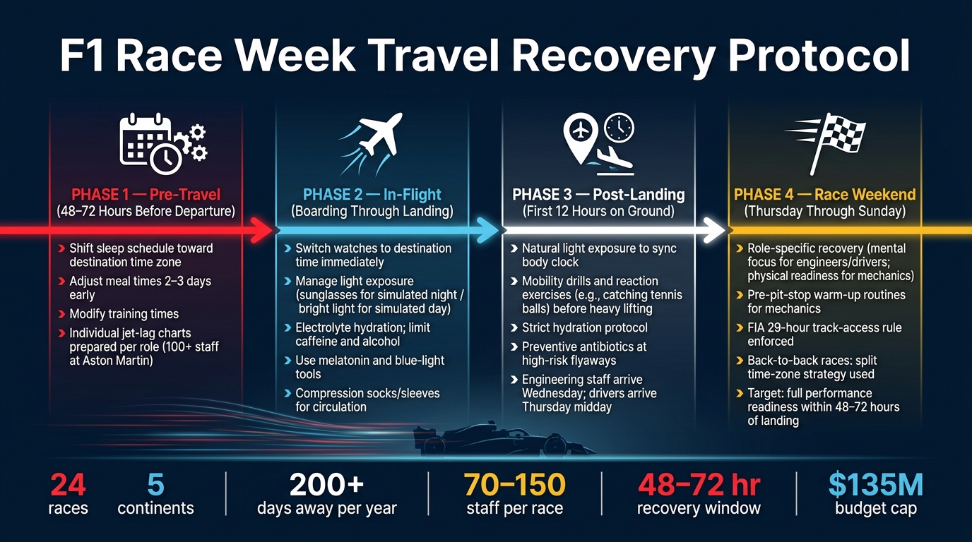 F1 Race Week Travel Recovery Protocol: From Departure to Race Day