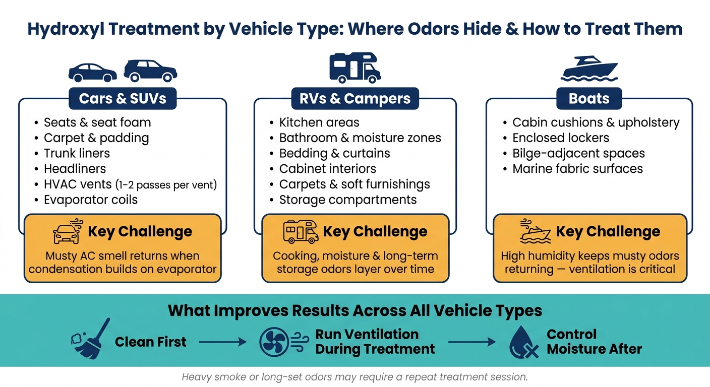 Hydroxyl Treatment by Vehicle Type: Where Odors Hide & How to Treat Them