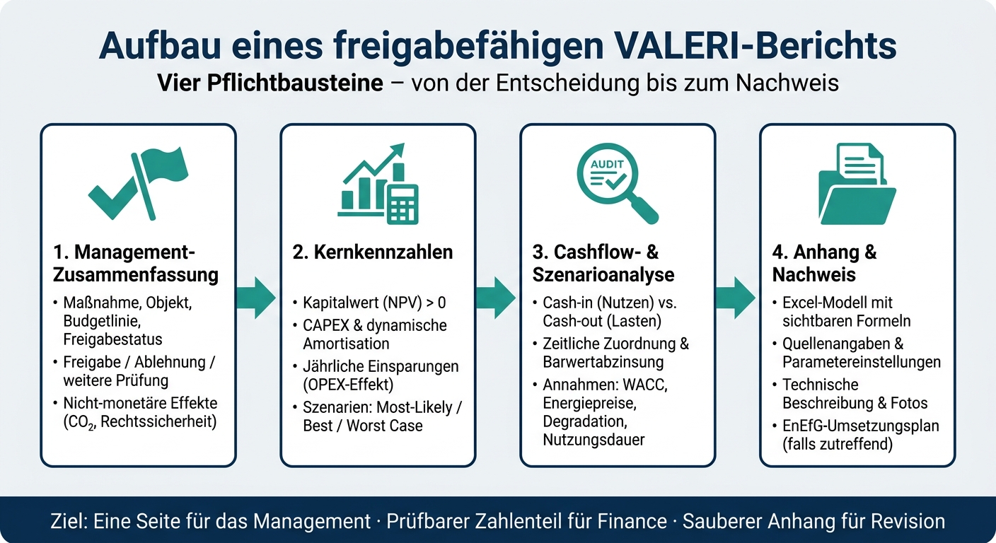 VALERI-Bericht Struktur: 4 Pflichtbausteine f&uuml;r die Budgetfreigabe