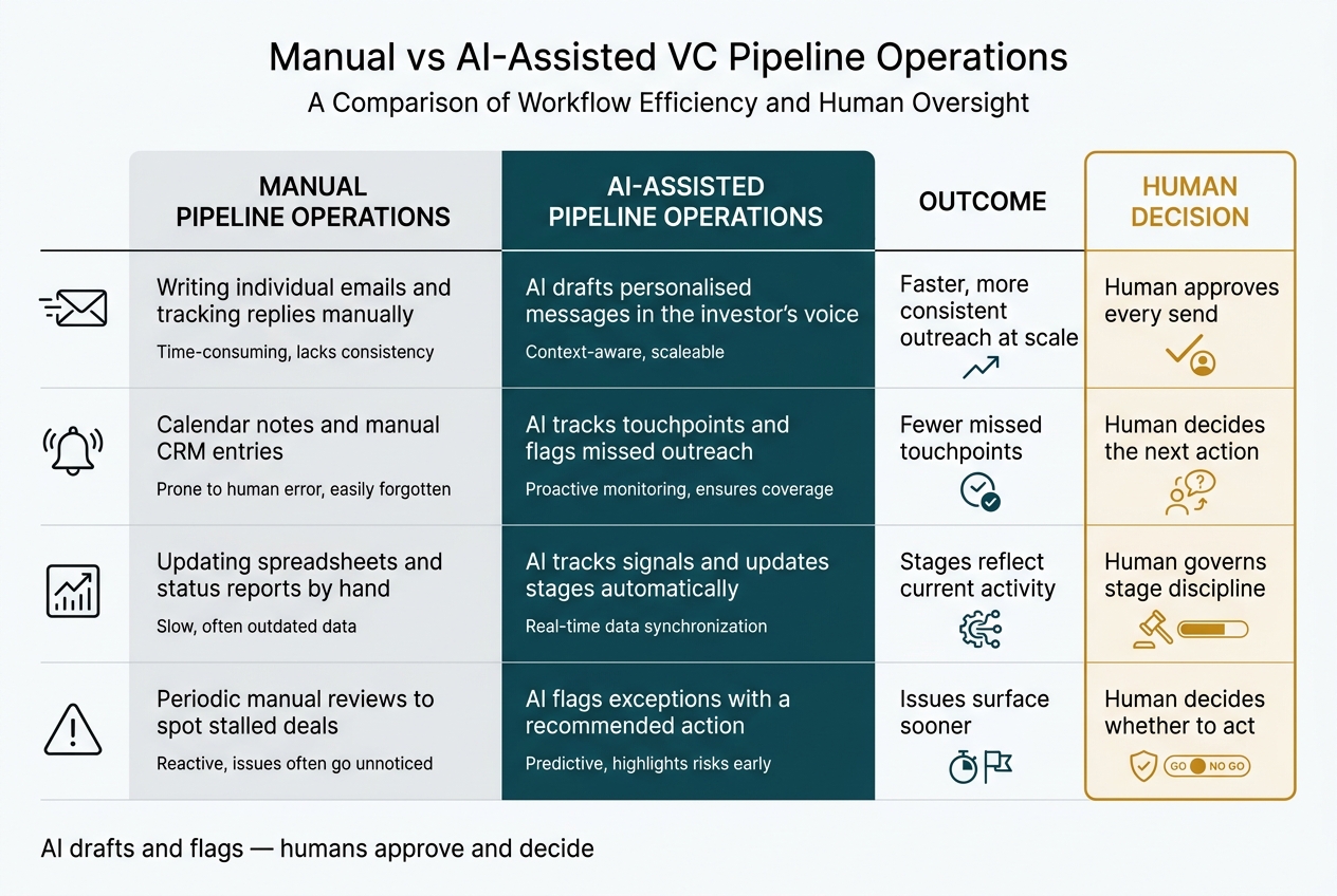Manual vs AI-Assisted VC Pipeline Operations: Key Differences