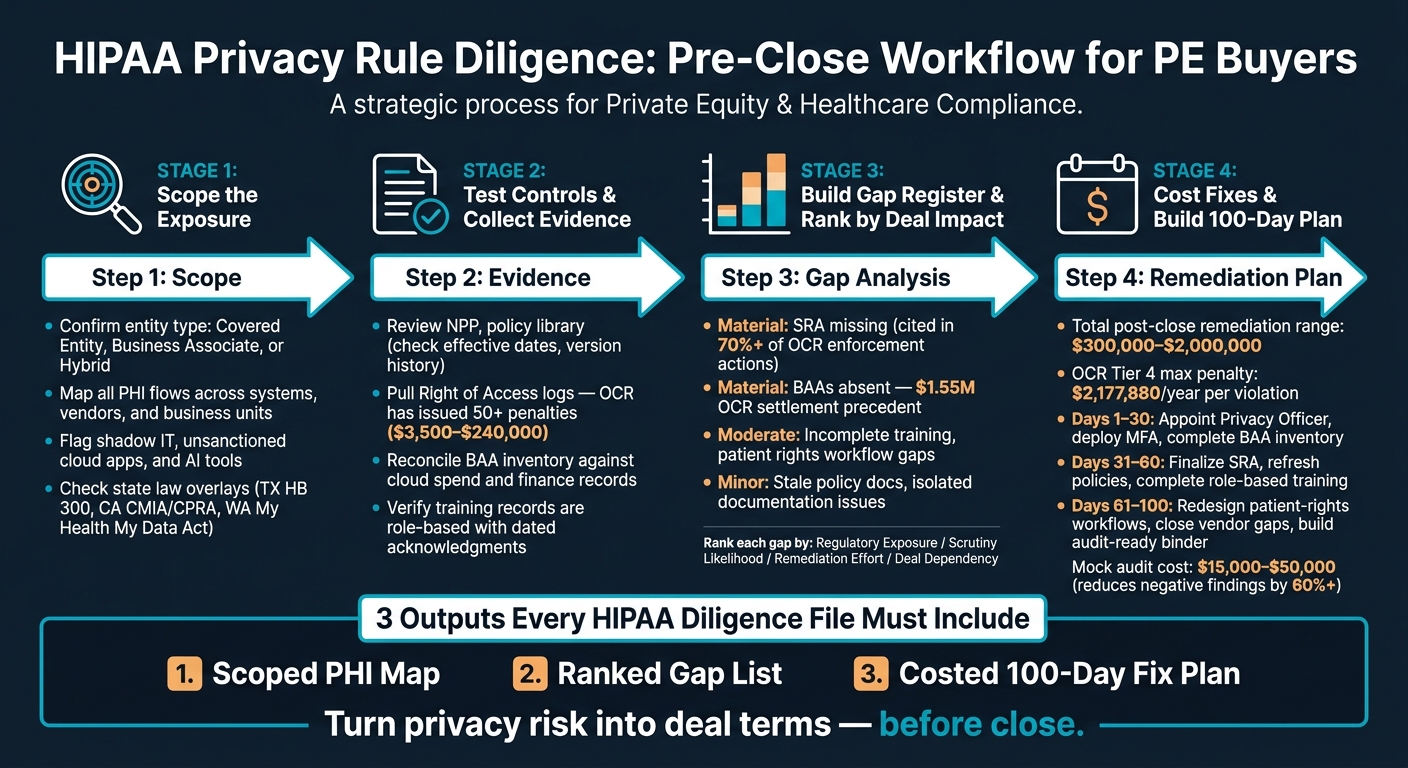 HIPAA Diligence for PE Buyers: 4-Step Pre-Close Process