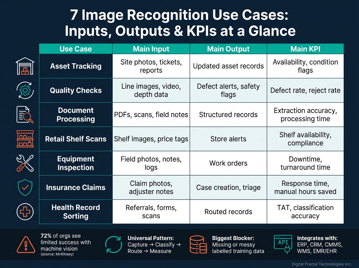 7 Image Recognition Use Cases: Inputs, Outputs & KPIs at a Glance