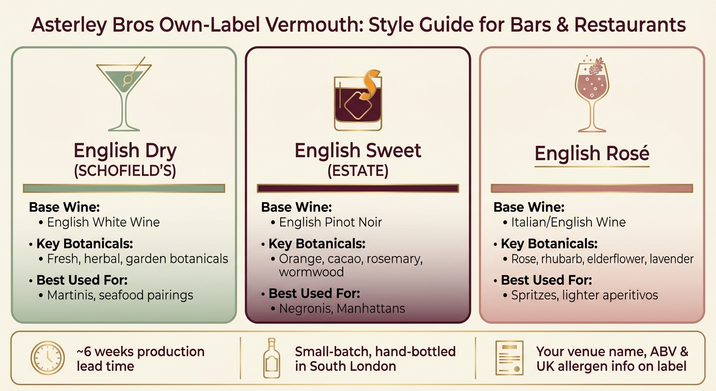 Own-Label House Vermouth: Dry vs Sweet vs Rosé at a Glance