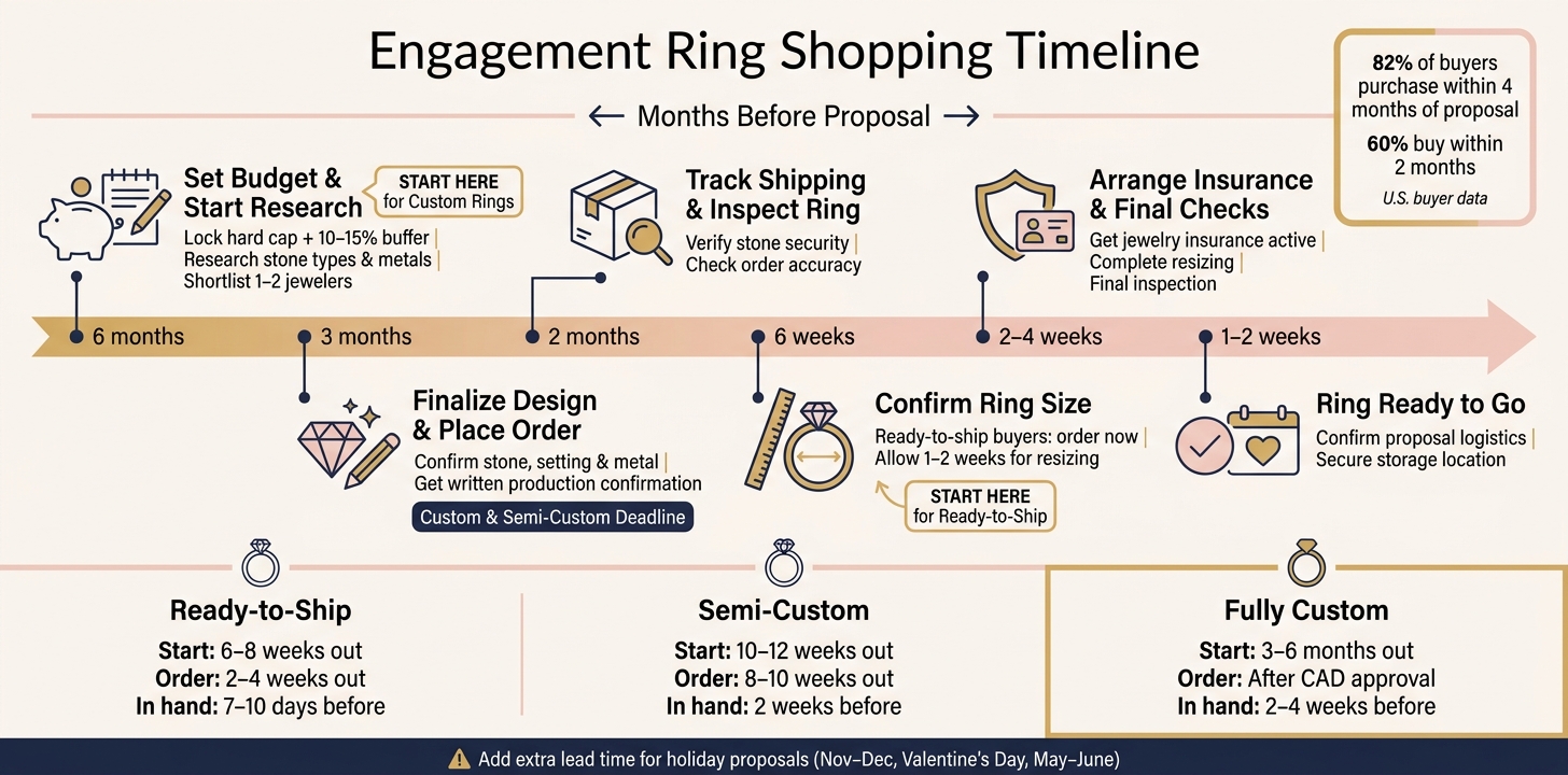 Engagement Ring Shopping Timeline: When to Start, Order & Receive