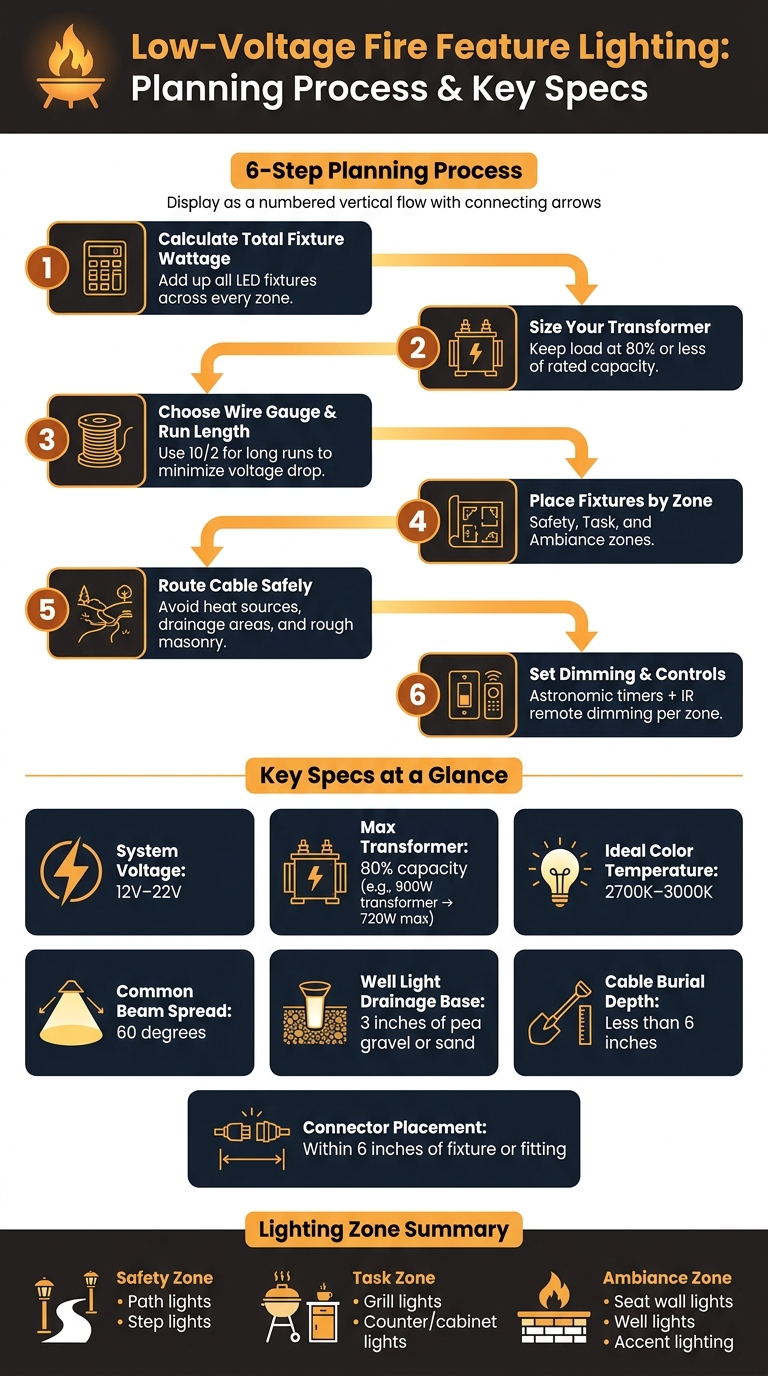 Low-Voltage Fire Feature Lighting: Planning Process & Key Specs