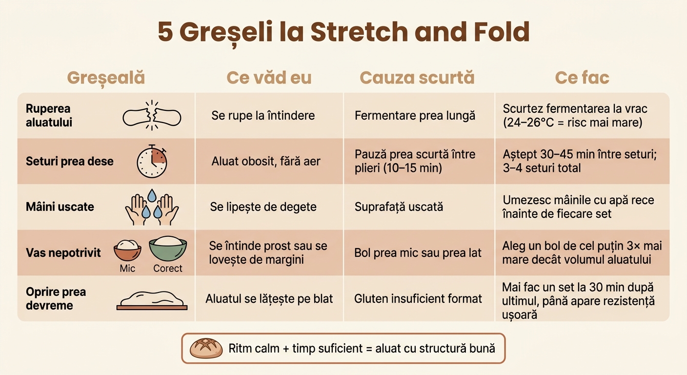 5 Greșeli la Stretch and Fold: Cauze și Corecții