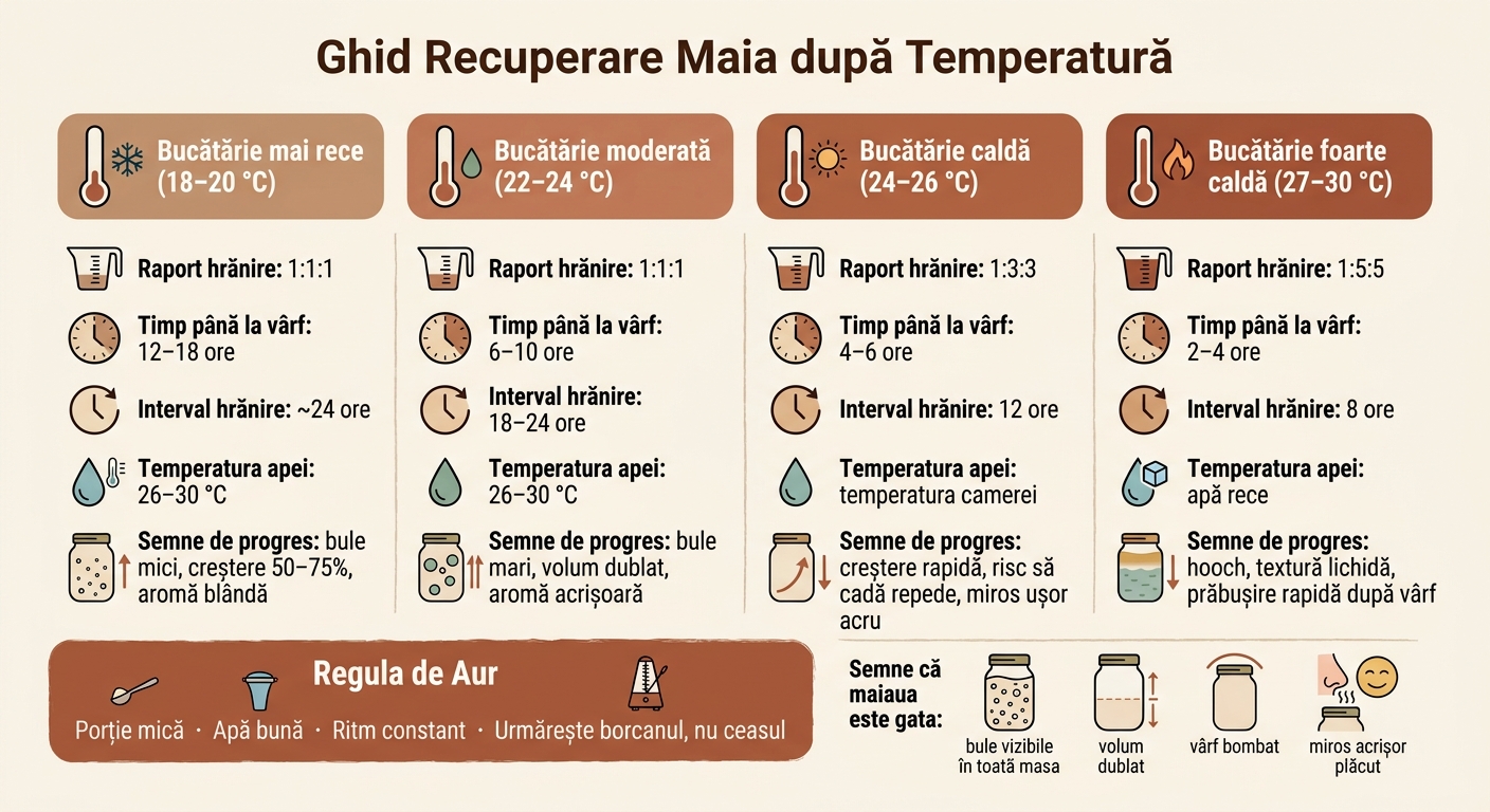 Ghid Recuperare Maia: Temperatură, Hrănire și Timpi de Fermentare