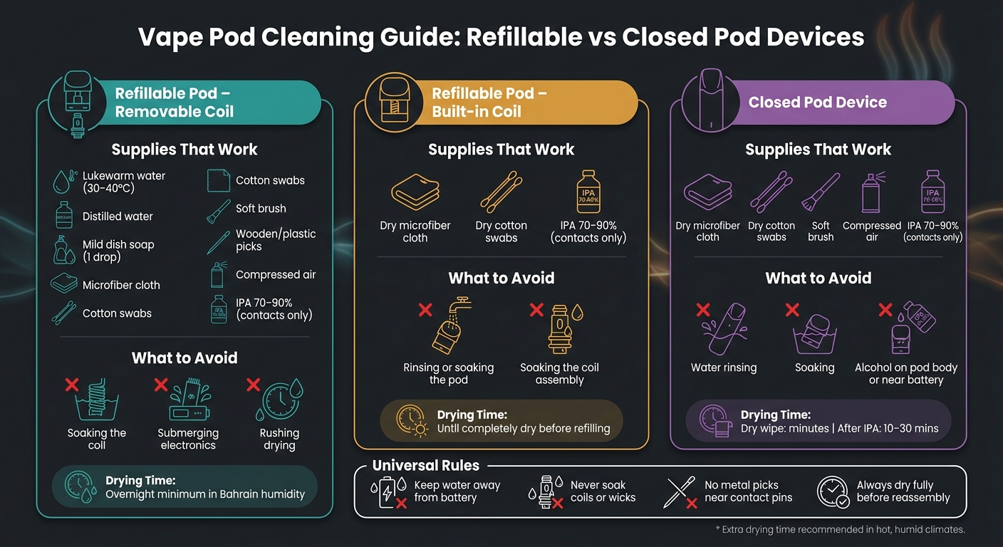 Vape Cleaning Supplies For Pod Systems 2 Vape pod cleaning guide: refillable vs closed pod devices