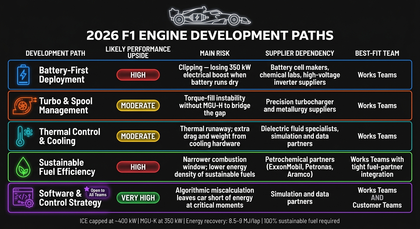 F1 2026 Engine Development Paths: 5 Strategies Compared