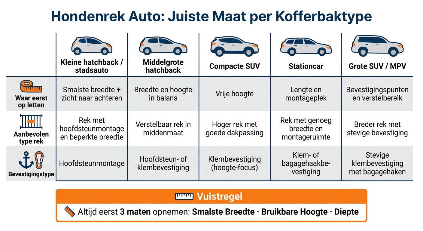 Hondenrek Auto: Juiste Maat per Kofferbaktype