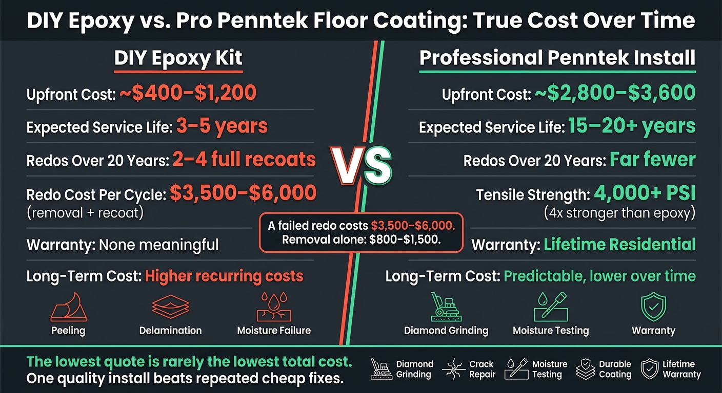 Diy Epoxy Vs. Pro Penntek Floor Coating: True Cost Comparison