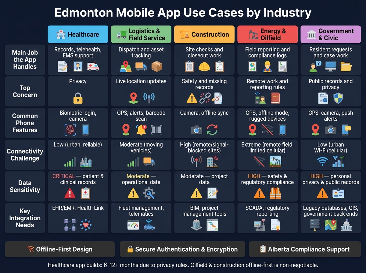 Edmonton Mobile App Use Cases by Industry: Key Features & Requirements