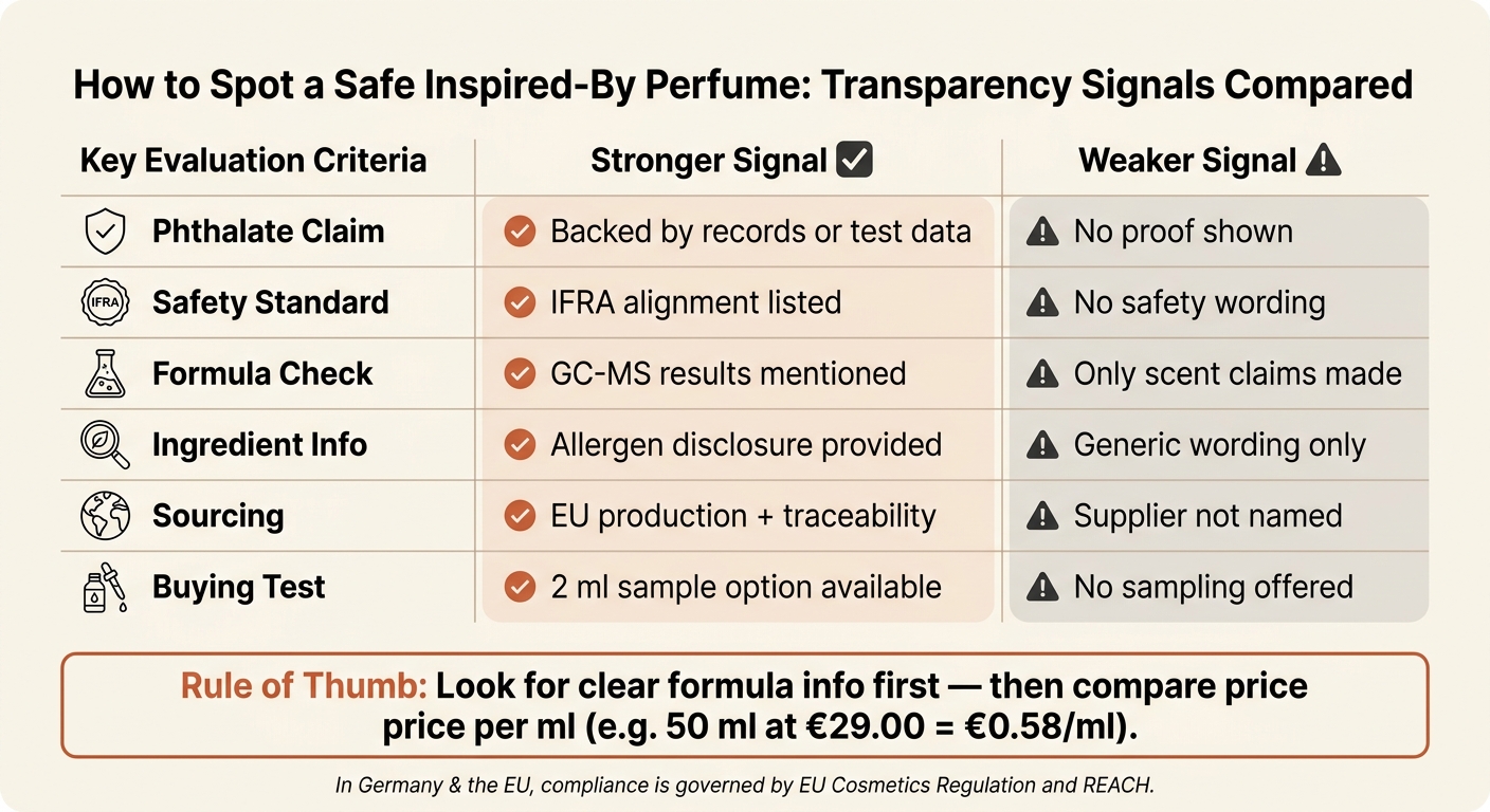How to Spot a Safe Inspired-By Perfume: Transparency Signals Compared