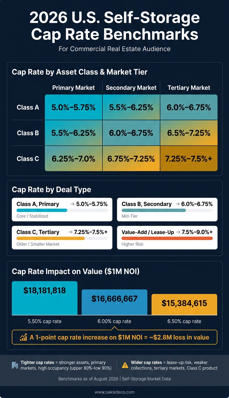 2026 U.S. Self-Storage Cap Rate Benchmarks by Market Tier & Asset Class