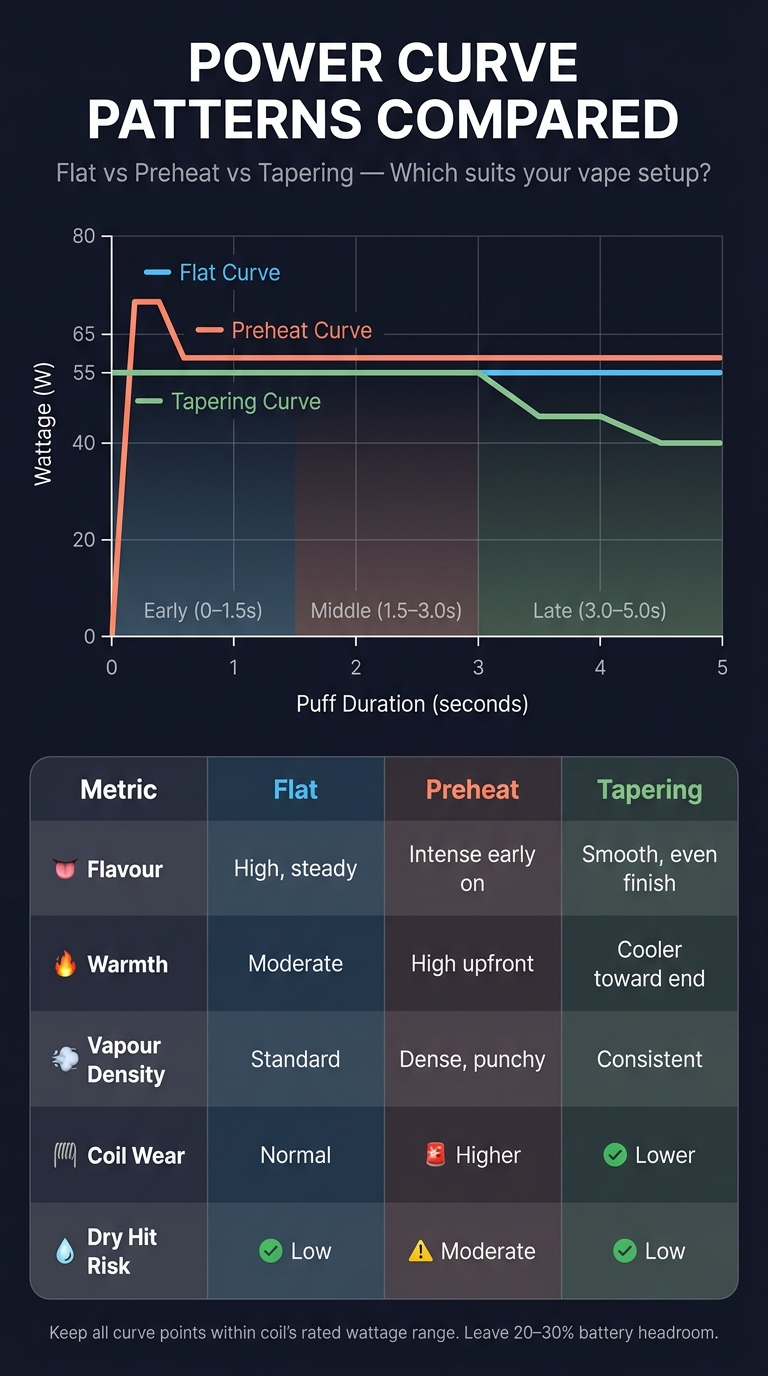 Power Curve Guide For Vape Mods 2 Vape mod power curve patterns: flat vs preheat vs tapering compared