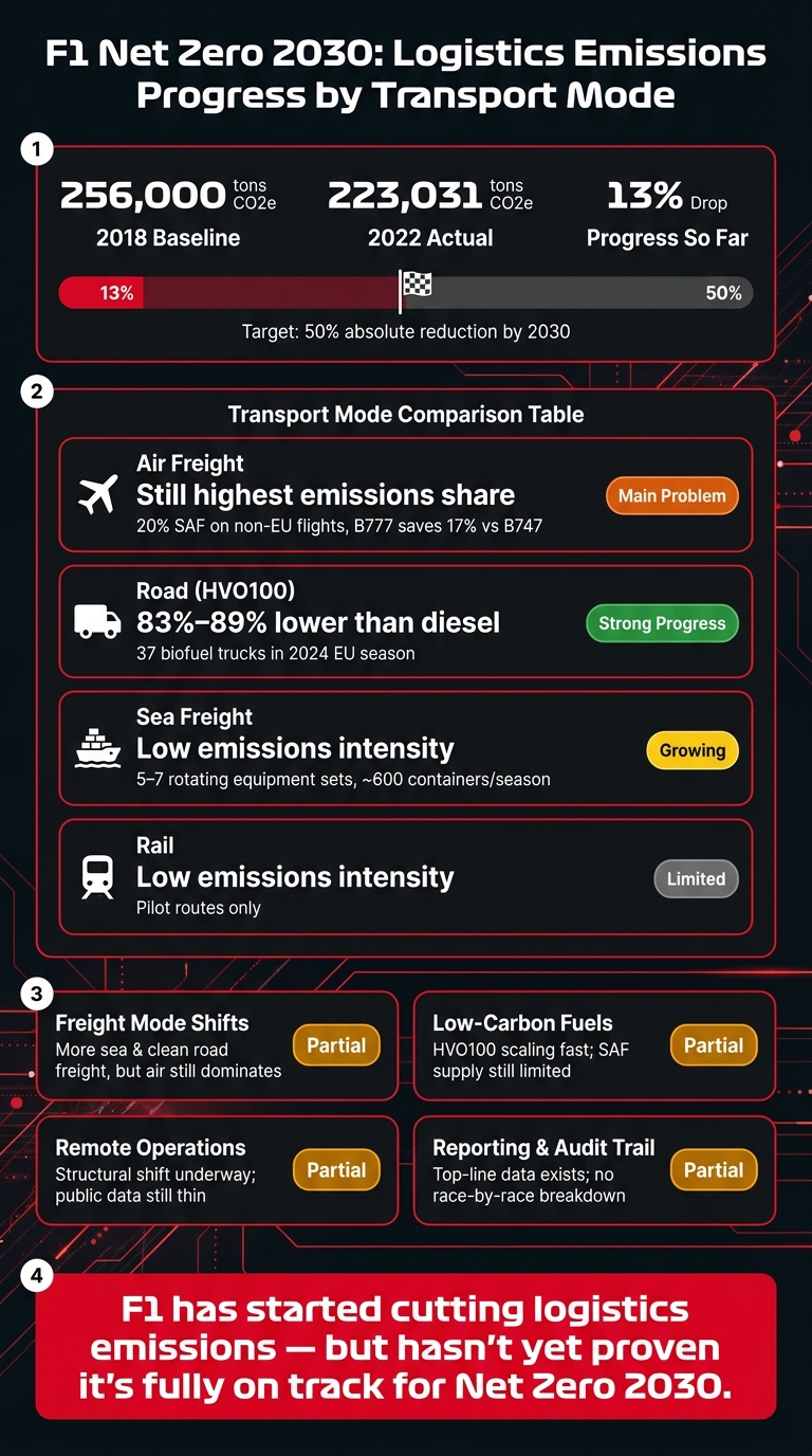 F1 Net Zero 2030: Logistics Emissions Progress by Transport Mode