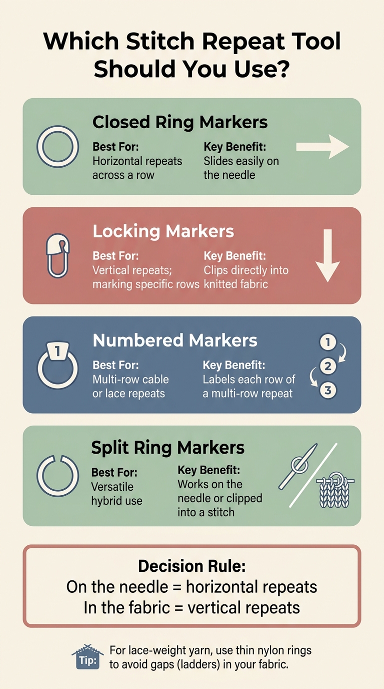Knitting Stitch Repeat Tools: Which Marker to Use & When