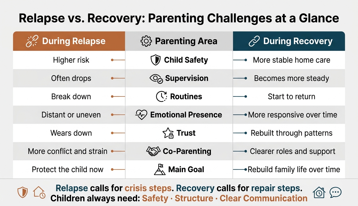 Relapse vs. Recovery: Parenting Challenges Side-by-Side