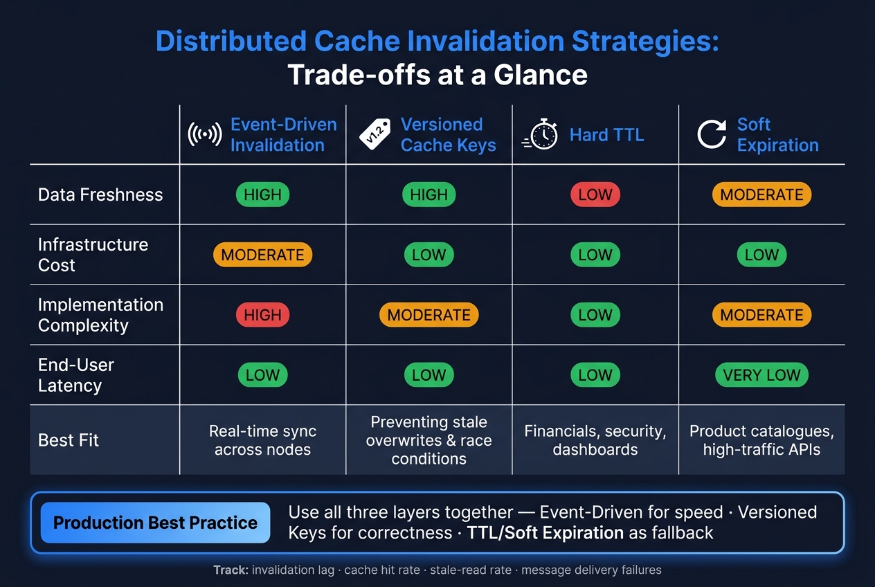 Distributed Cache Invalidation Strategies: Trade-offs at a Glance