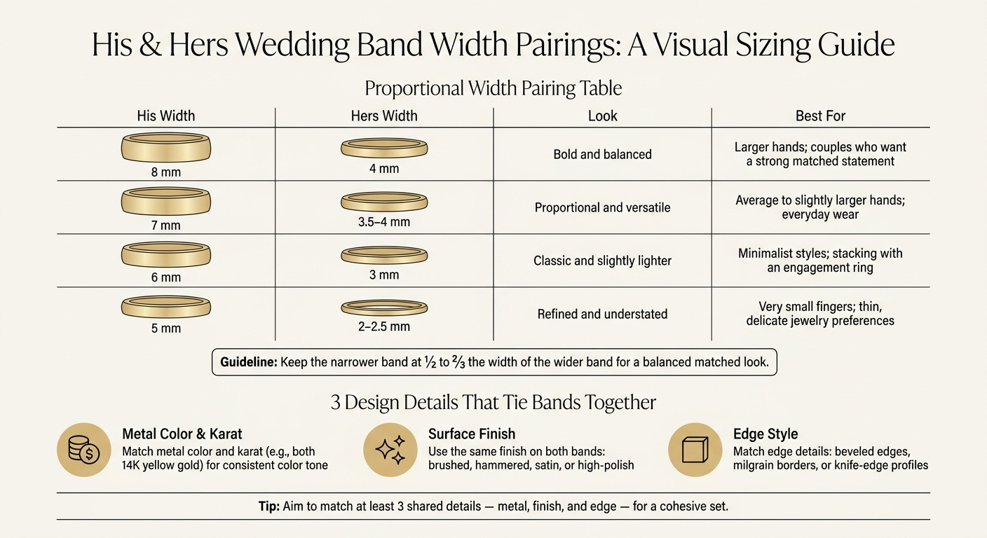 His & Hers Wedding Band Width Pairings: A Visual Sizing Guide