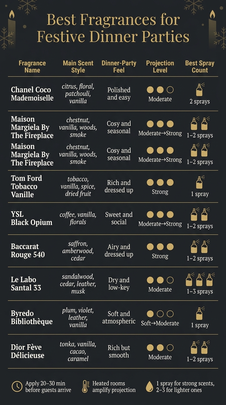 Best Fragrances for Festive Dinner Parties: Quick Comparison Guide