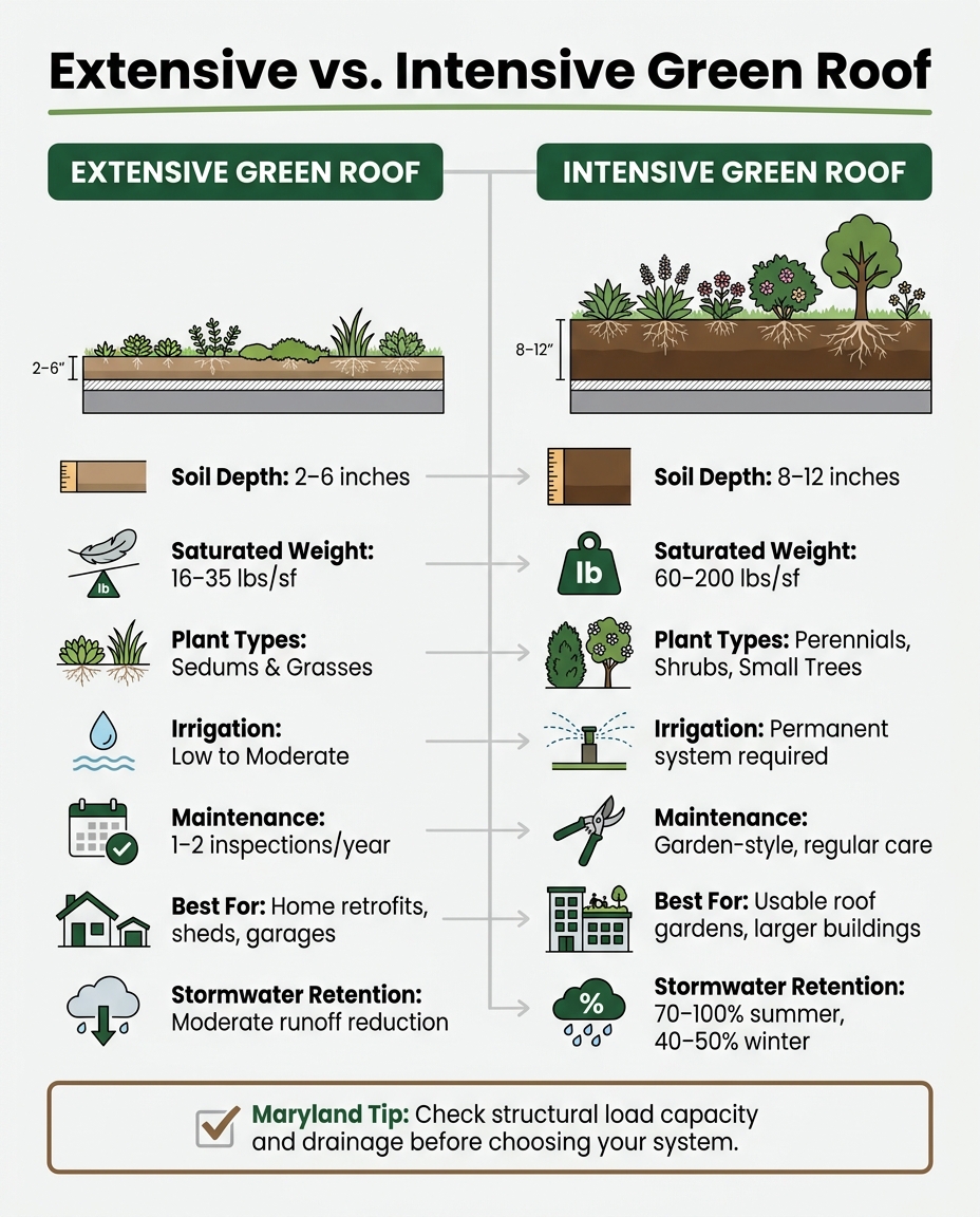 Extensive vs Intensive Green Roof: Side-by-Side Comparison