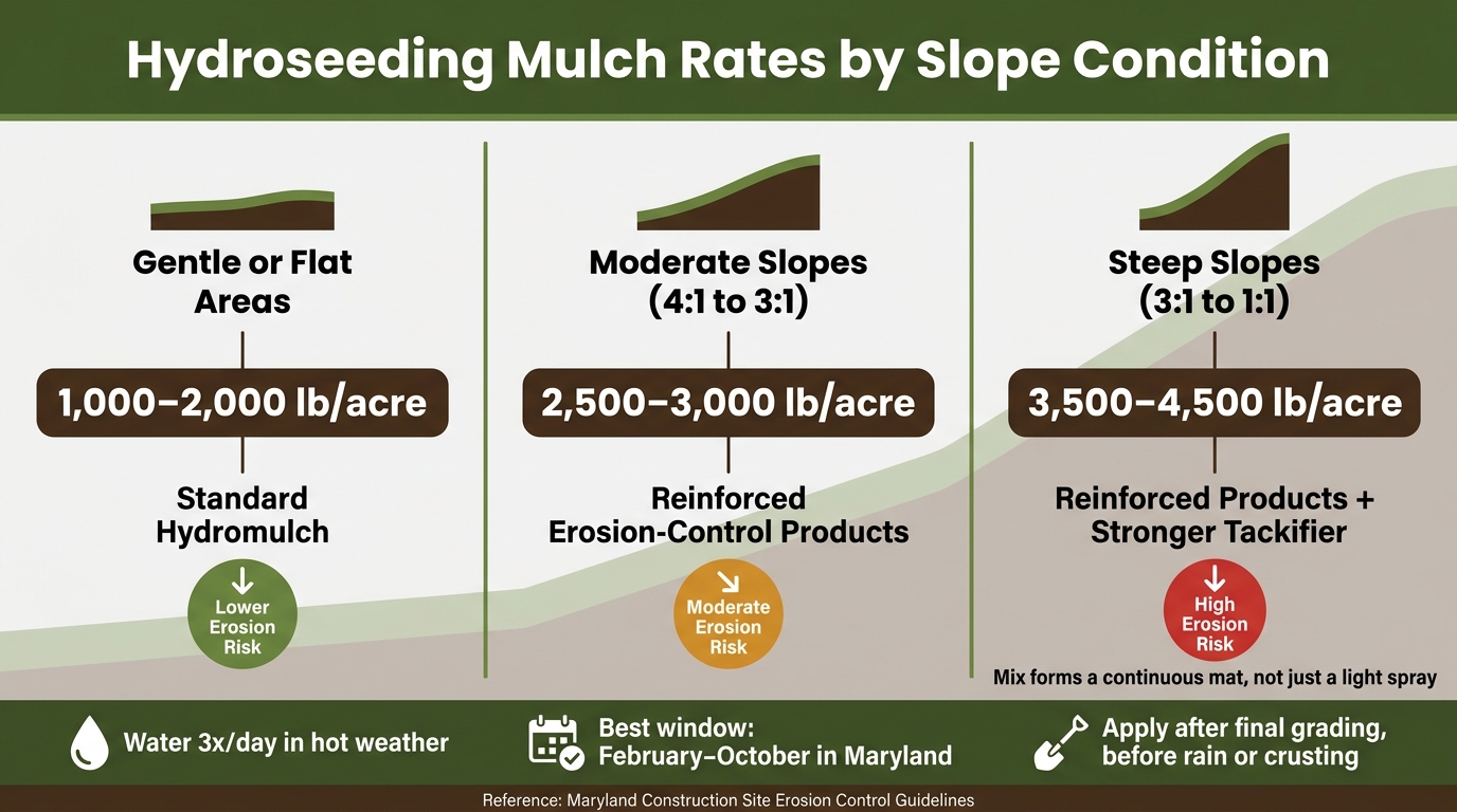 Hydroseeding Mulch Rates by Slope: Maryland Construction Guide