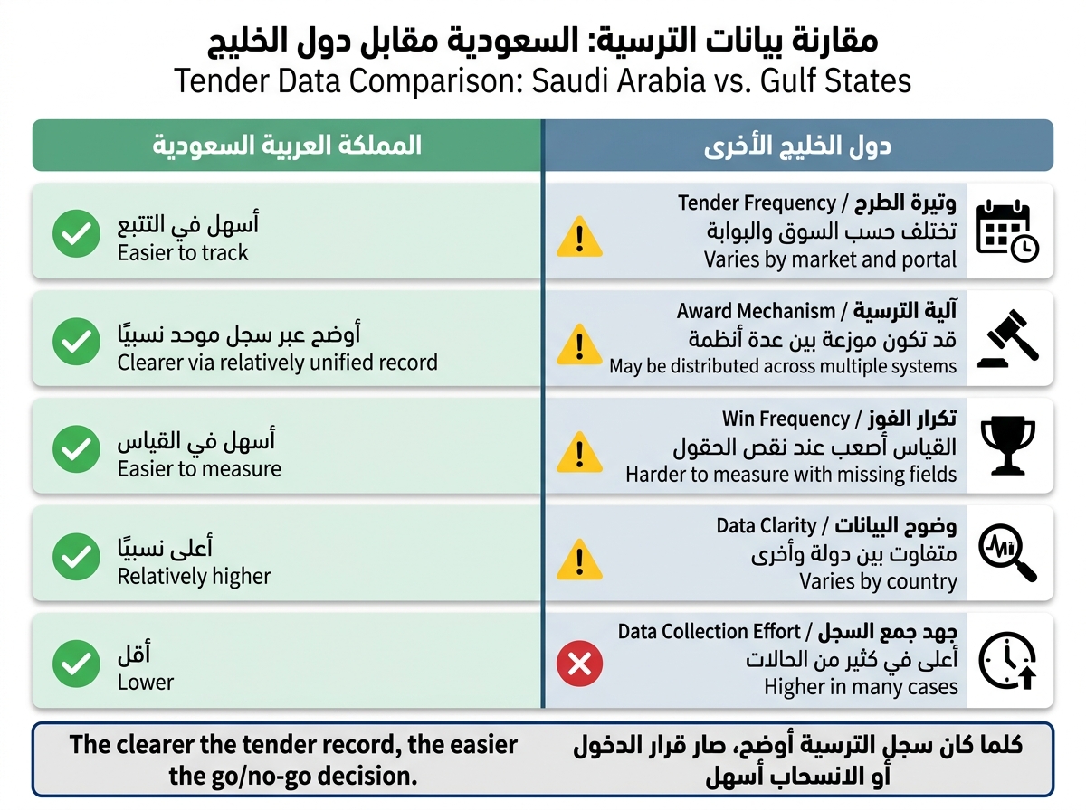 مقارنة بيانات الترسية: السعودية مقابل دول الخليج