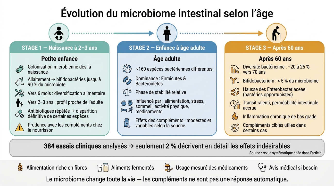 Évolution du microbiome intestinal de la naissance à 70 ans