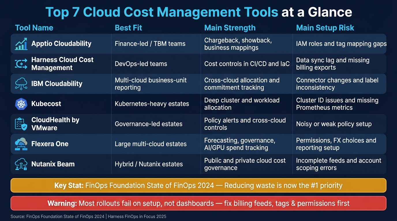 Top 7 Cloud Cost Management Tools: Quick Comparison Guide