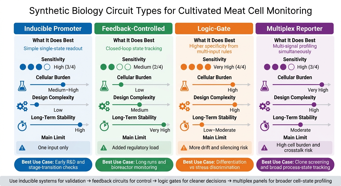 Synthetic Biology Circuit Types for Cultivated Meat: Key Trade-Offs at a Glance