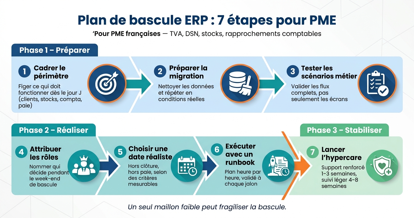 Plan de bascule ERP en 7 étapes pour PME