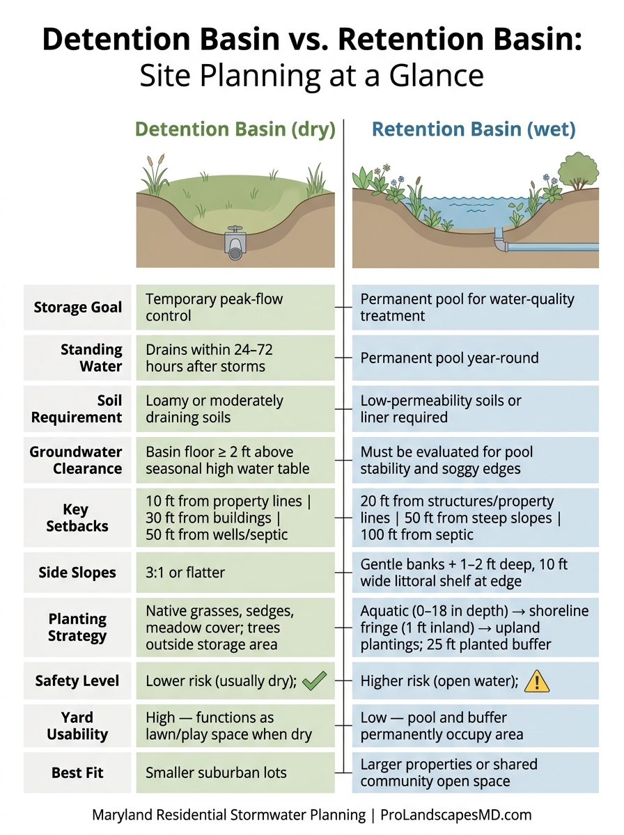 Detention vs Retention Basin: Side-by-Side Site Planning Guide