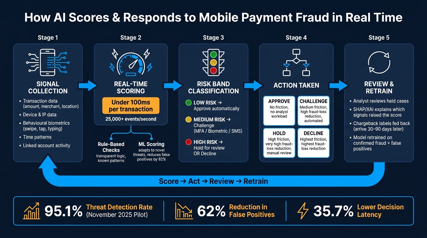 How AI Scores & Responds to Mobile Payment Fraud in Real Time
