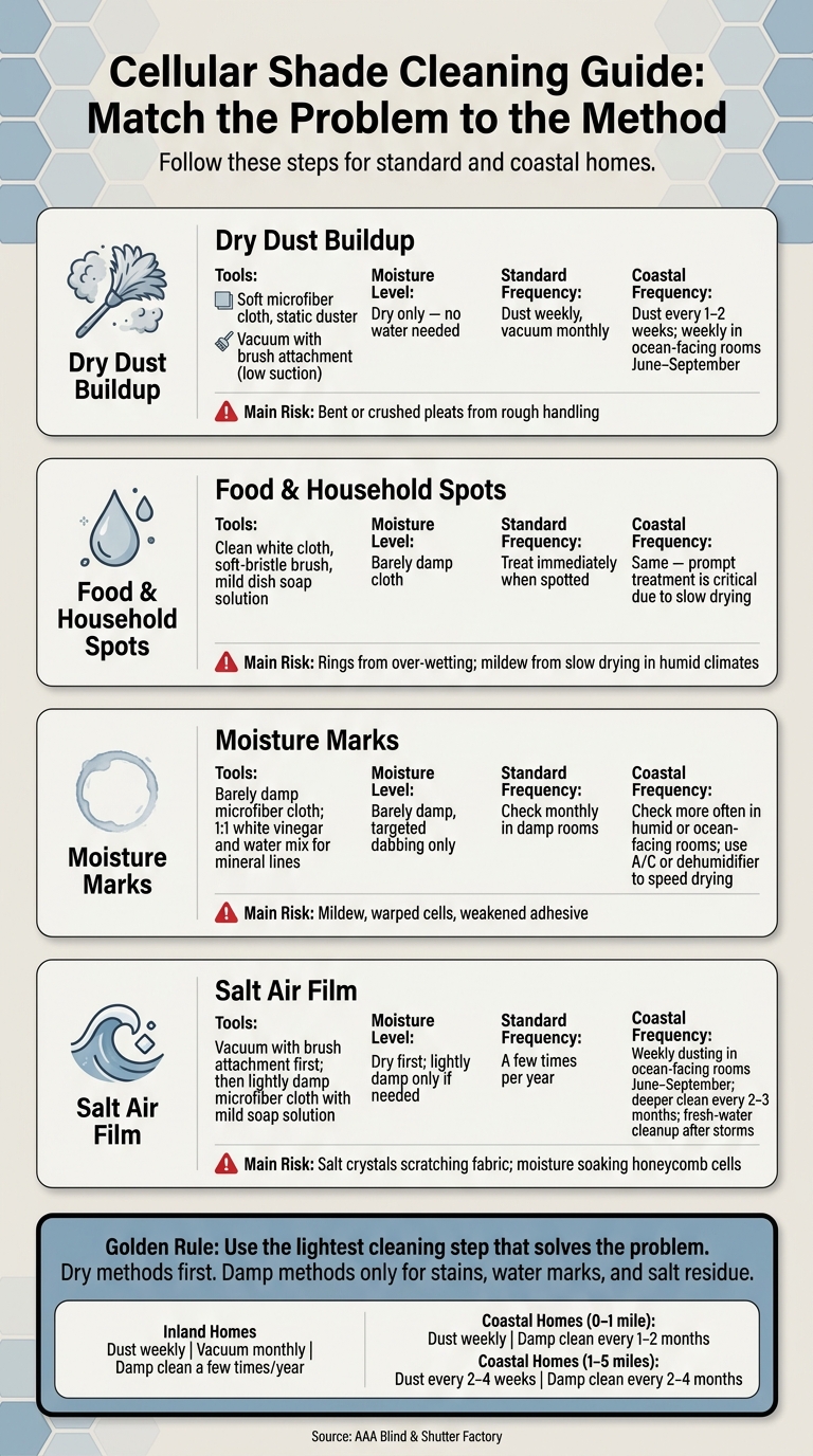 Cellular Shade Cleaning Guide: Match the Problem to the Method