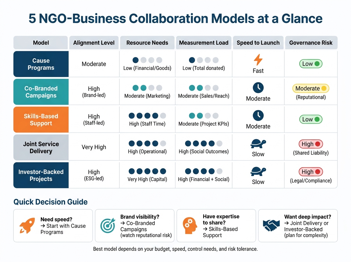 5 NGO-Business Collaboration Models: Cost, Control & Complexity Compared
