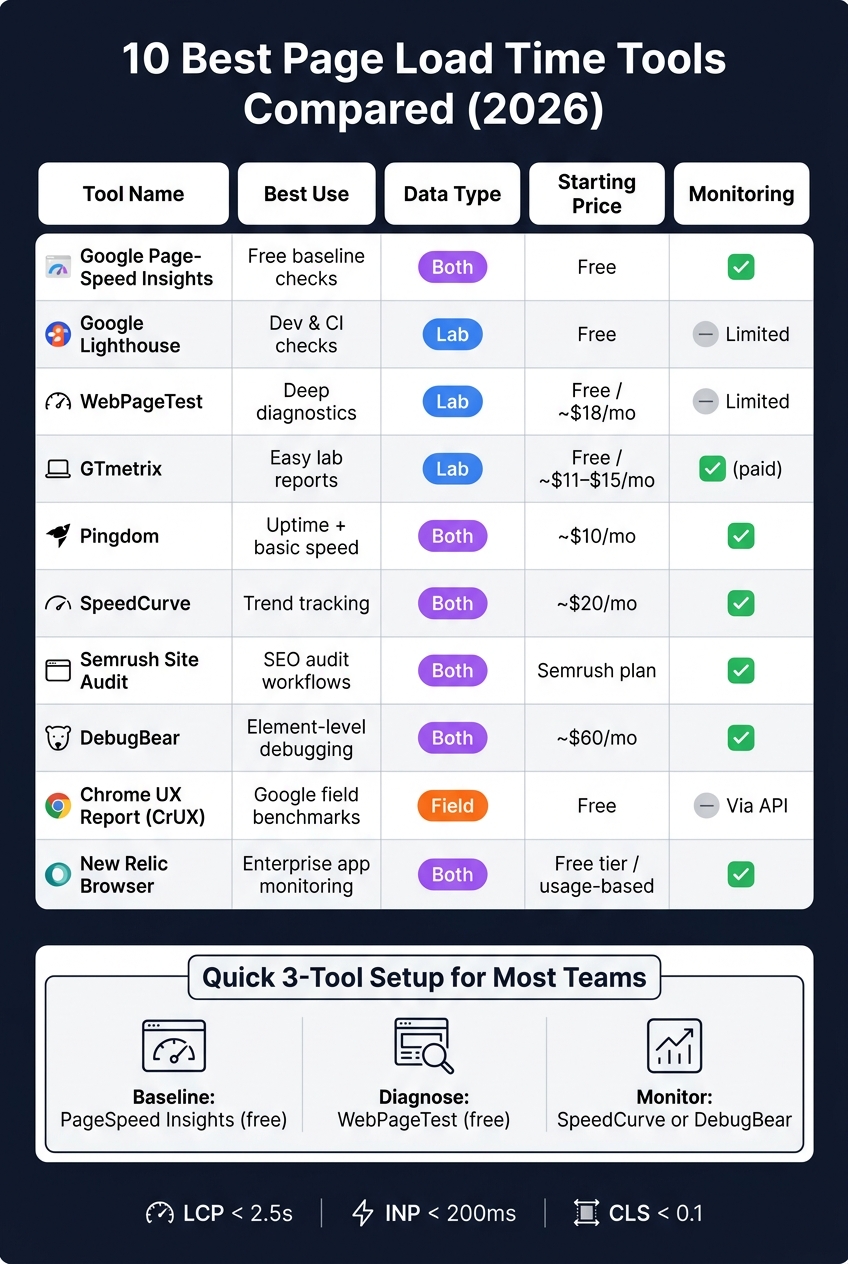 10 Best Page Load Time Tools Compared (2026)