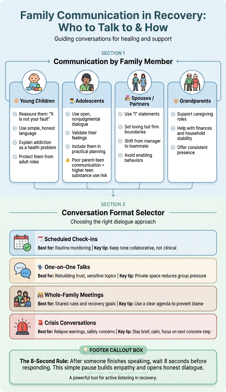 Family Communication in Recovery: Age-Based Guide & Conversation Formats