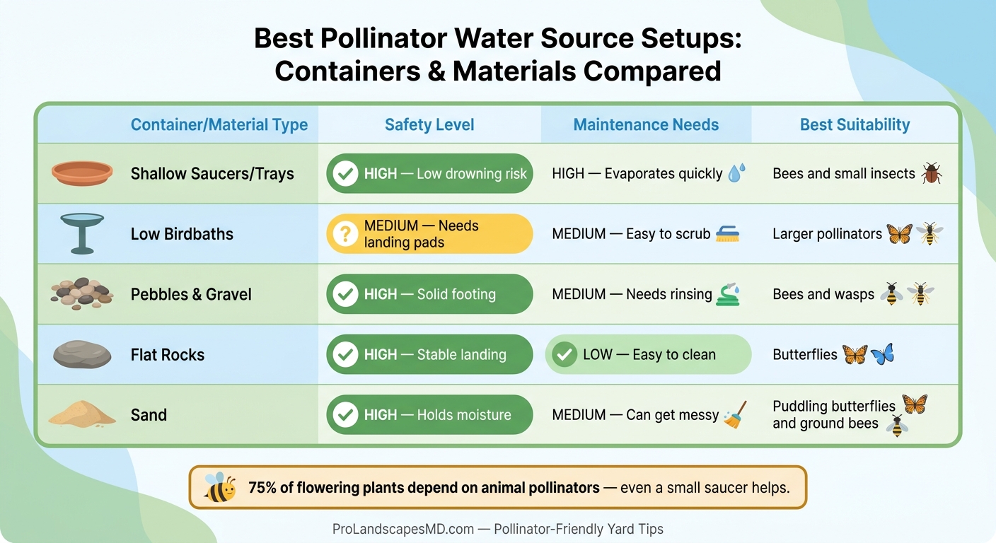 Best Pollinator Water Source Setups: Containers & Materials Compared
