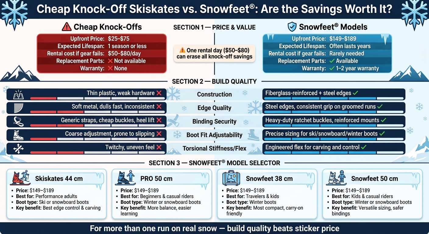 Cheap Knock-Off Skiskates vs. Snowfeet: Full Comparison