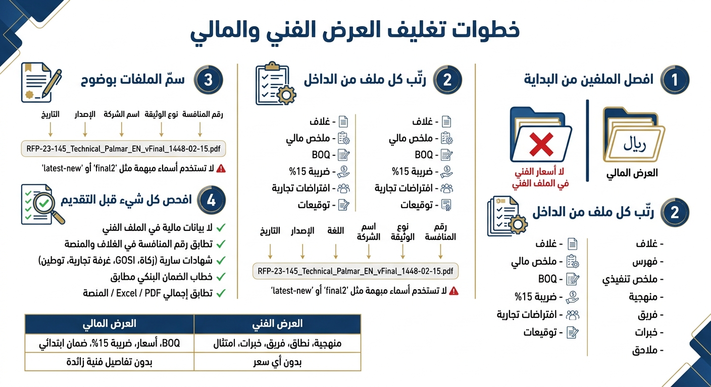 خطوات تغليف العرض الفني والمالي: دليل مرئي