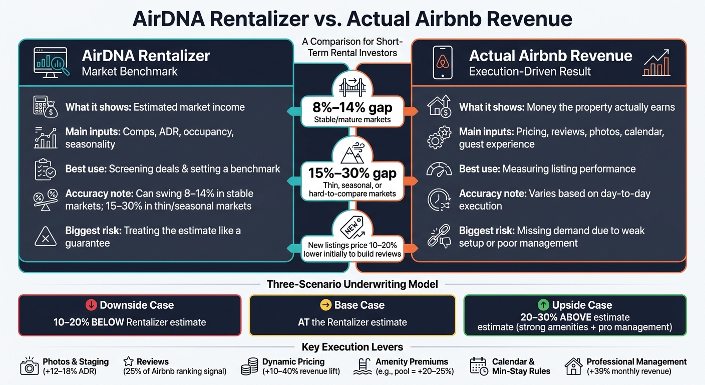 AirDNA Rentalizer vs Actual Airbnb Revenue: Key Differences & Gap Ranges