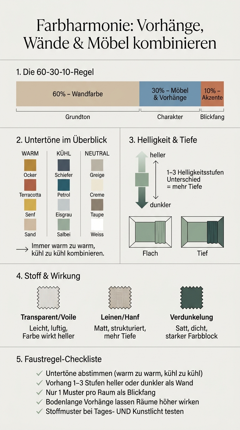 Farbharmonie im Raum: Die wichtigsten Regeln für Vorhänge, Wände & Möbel